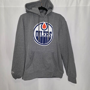 Men's Mitchell & Ness Gray Edmonton Oilers Hoodie L